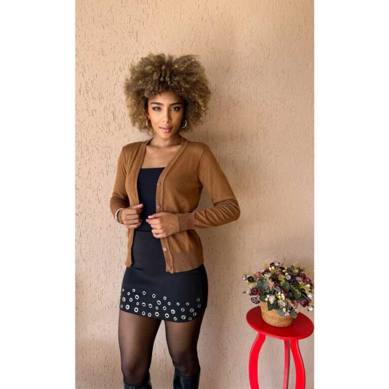 Casaco Feminino Cardigan Elastano Básico Inverno 