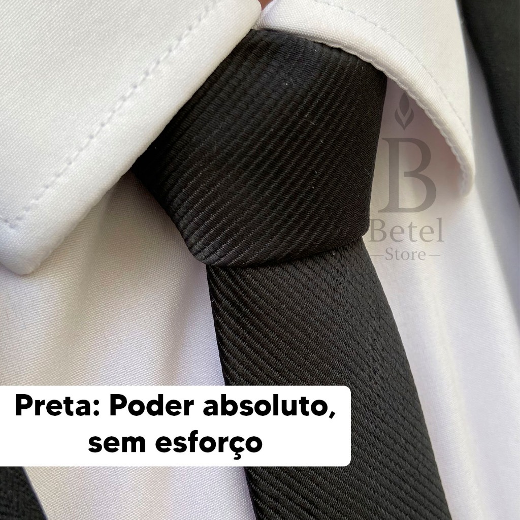 Gravata Preta Masculina Slim Social Moderna Sofisticada Acabamento Impecável Sarja