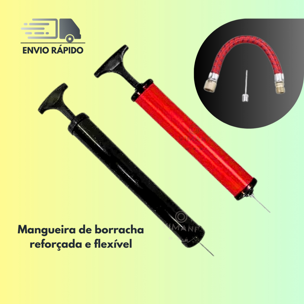 Bomba De Ar Para Encher Bola Futebol Basquete Volei Com Mangueira