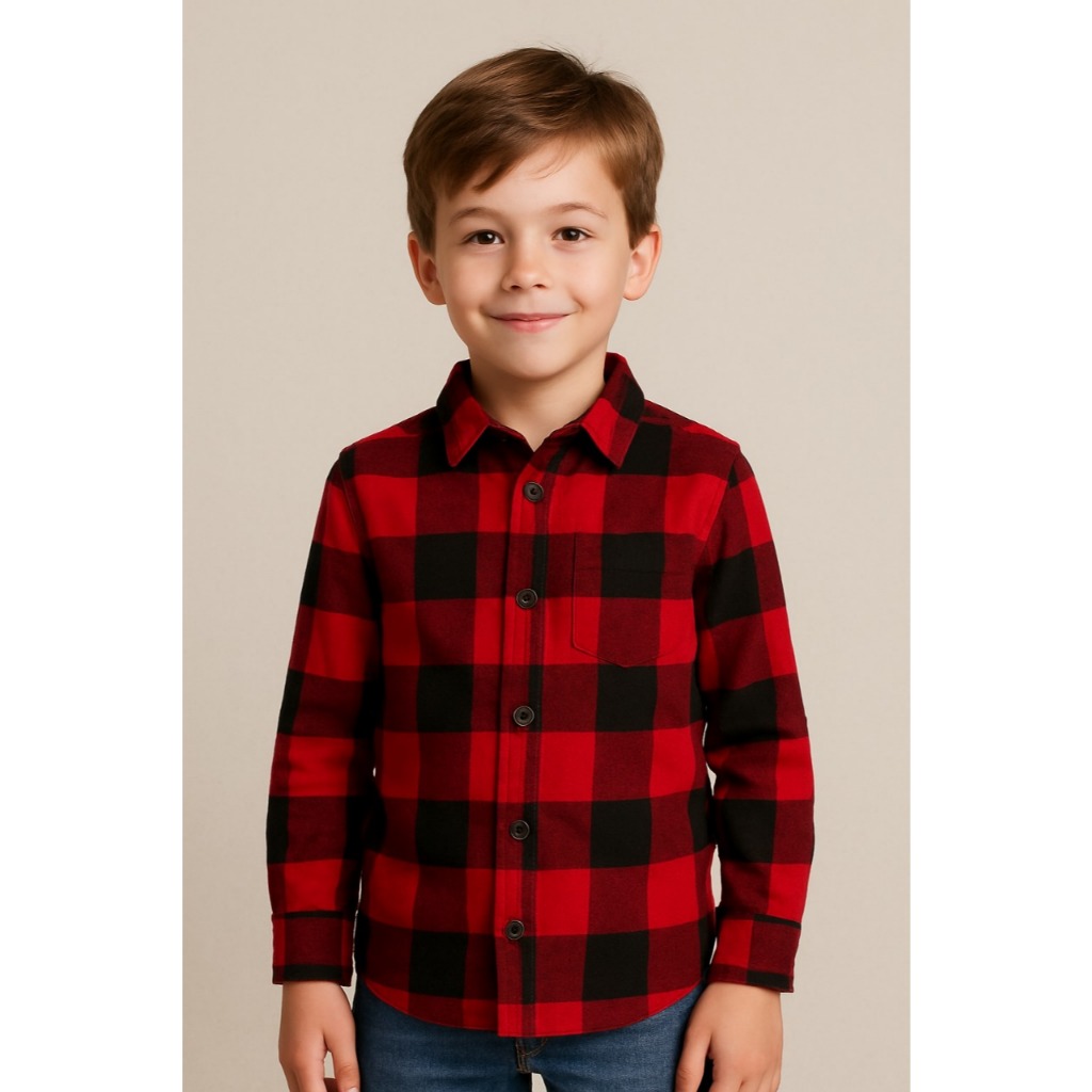 Camisa Xadrez Infantil Manga Longa Flanelada Algodão 1 AO 16 Festa Junina