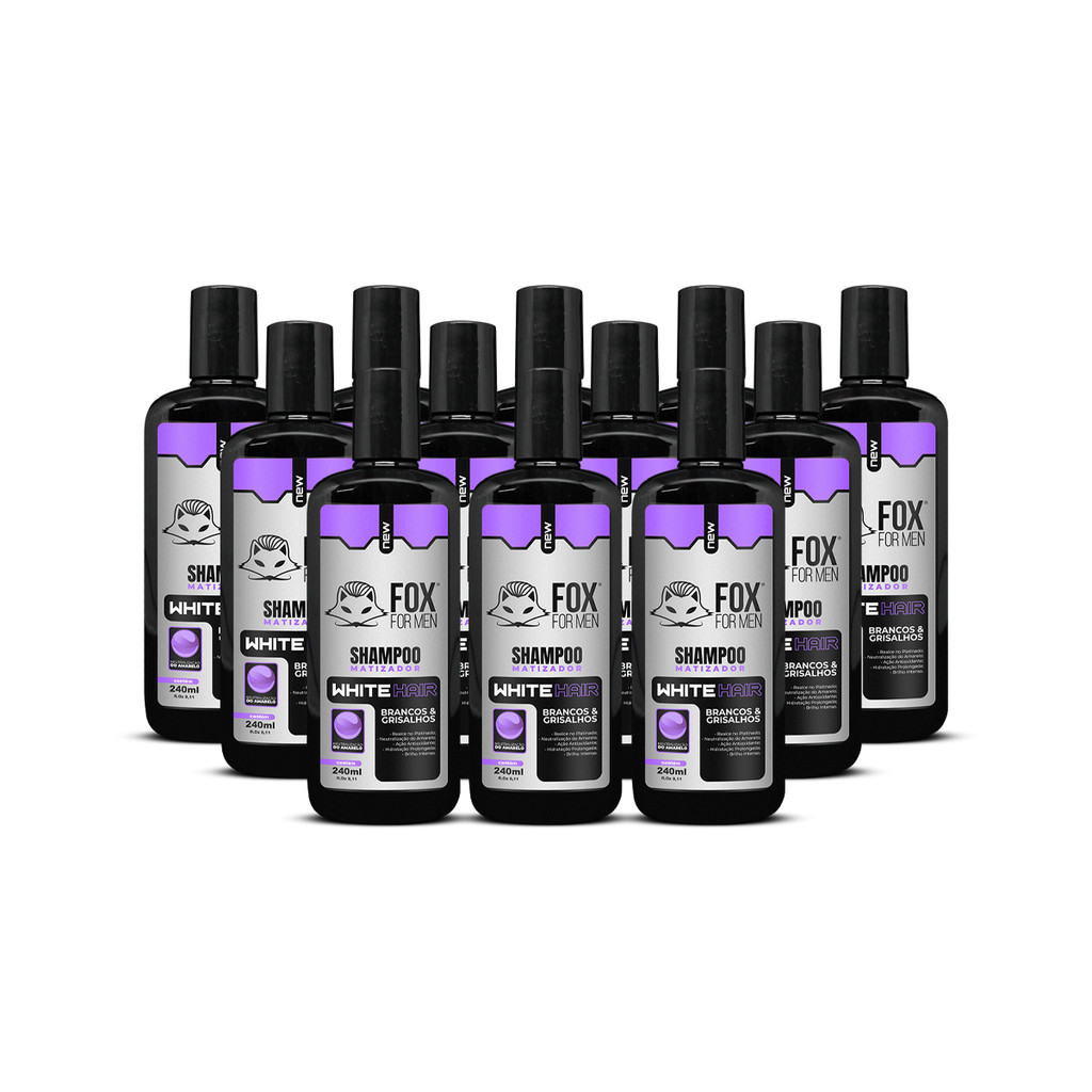 Kit 12 Shampoo Matizador 240ml Fox For Men – Neutraliza Amarelado Cabelo Louro