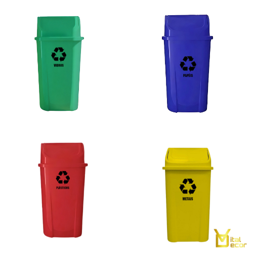 Lixeira Coleta Seletiva 60L com Tampa | Escolha a 