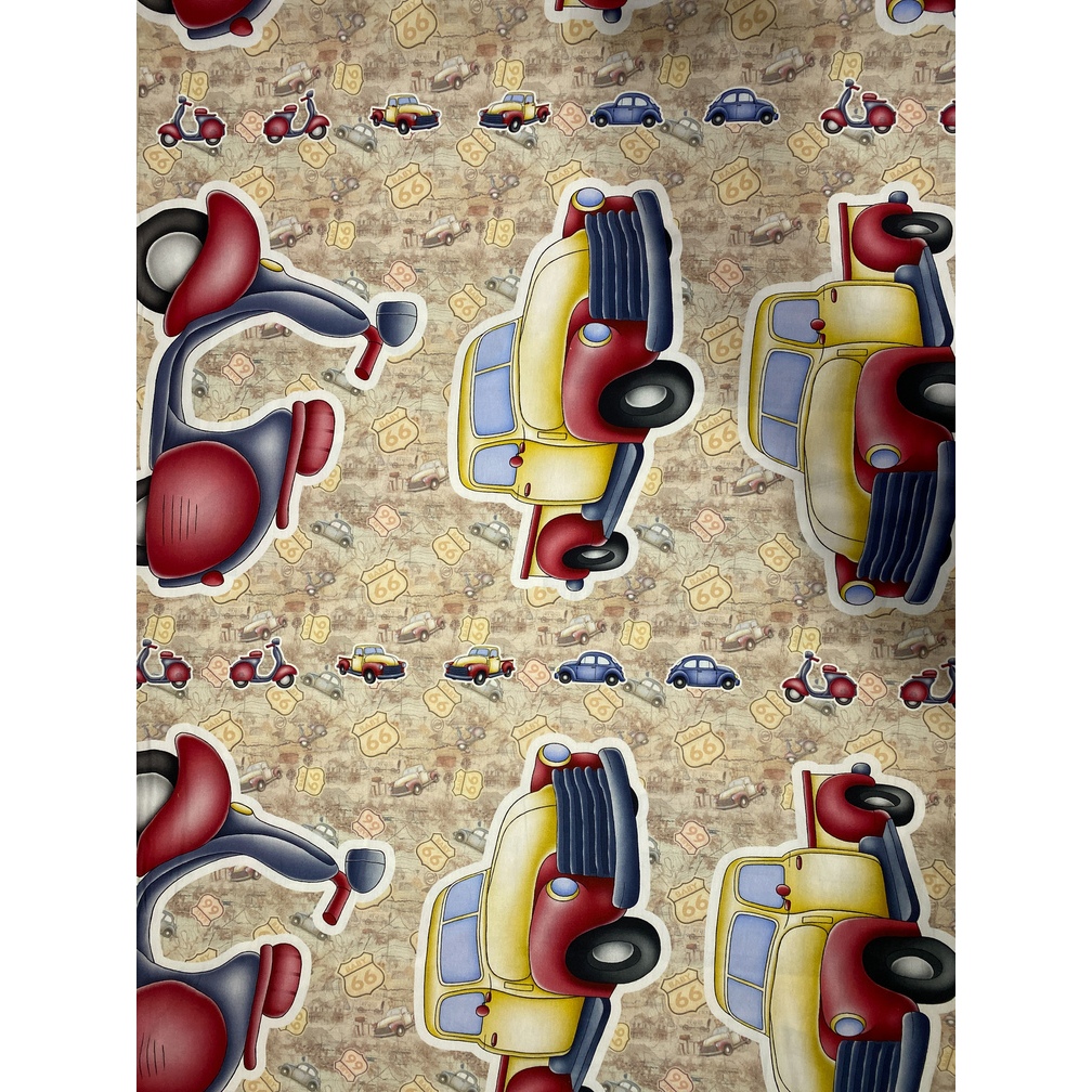 Tecido Tricoline Estampado Digital 100% Algodão – Carros aplicação (0,45cm)