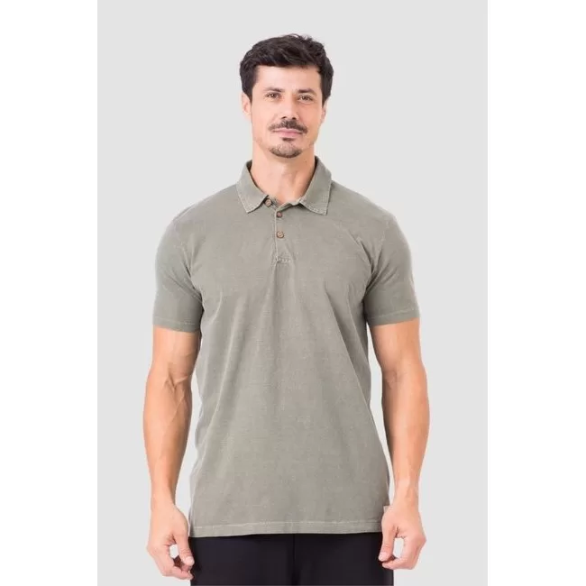 Camiseta Polo Masculina Estonada Verde