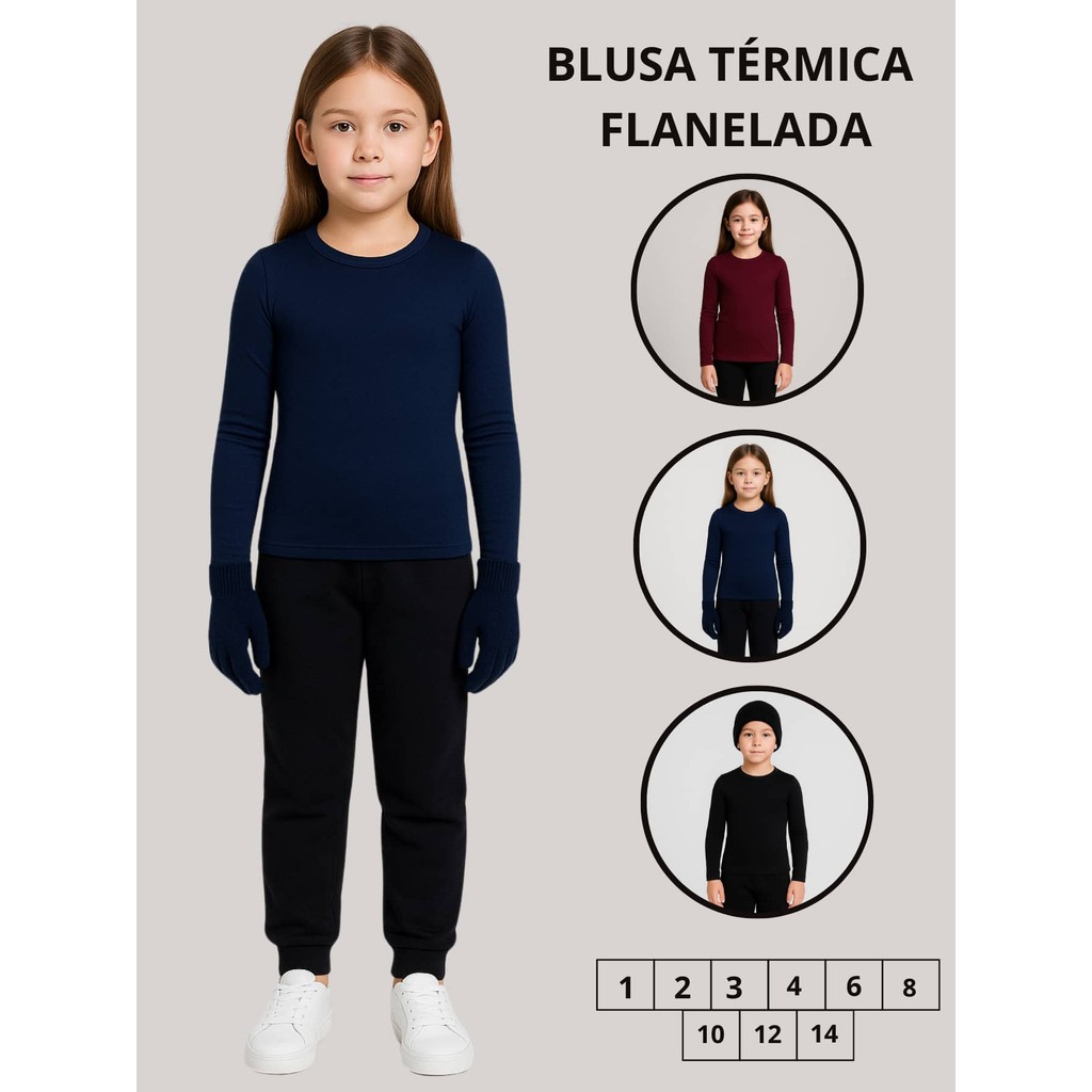 Blusa Infantil Menino e  Menina Em Malha térmica Flanelada 220 de Gramatura.