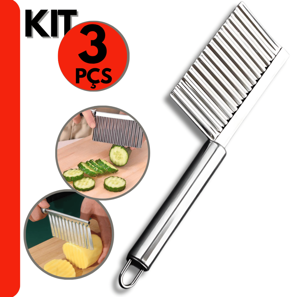 Kit Cortador Ondulado Aço Inox