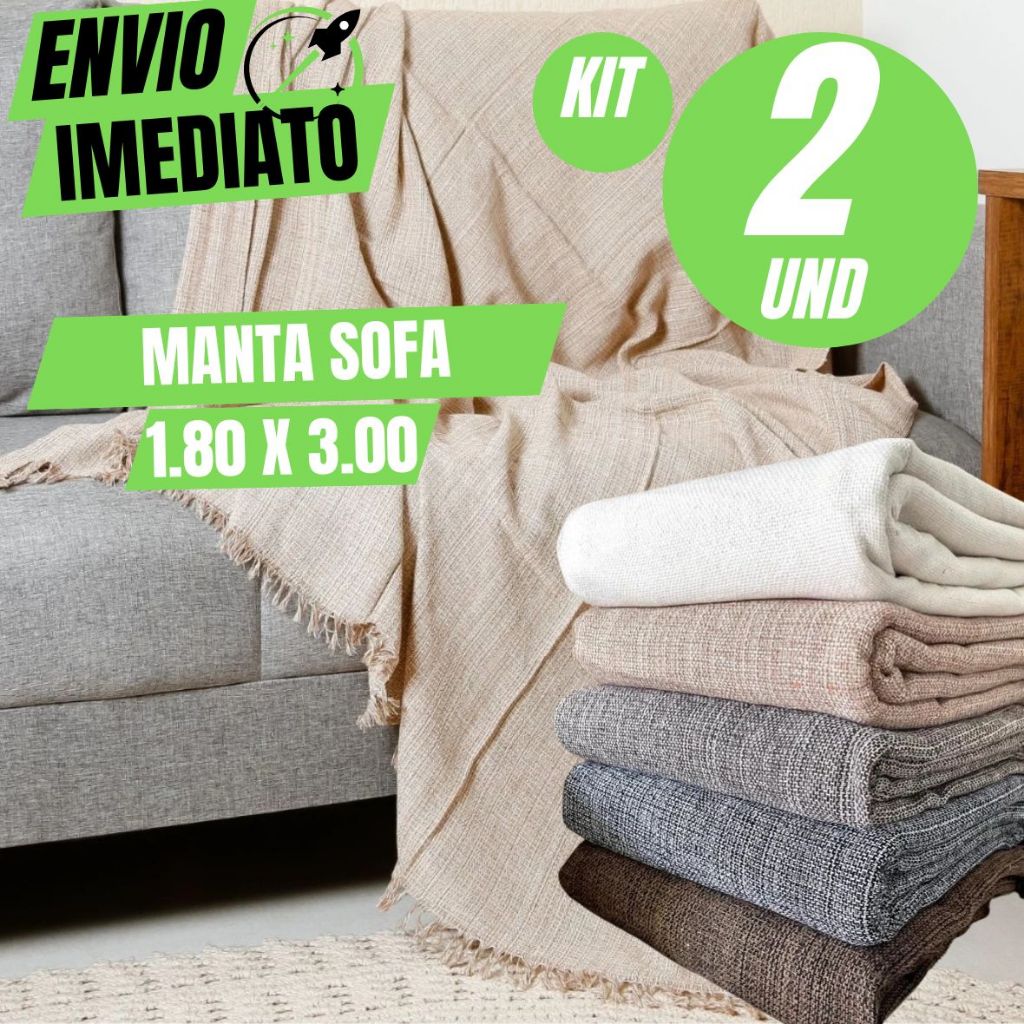 Kit 2 Manta De Sofá King Gigante 3,00 x 1,80 Artesanal 100% Algodão Protetor Decoração Qualidade Pre