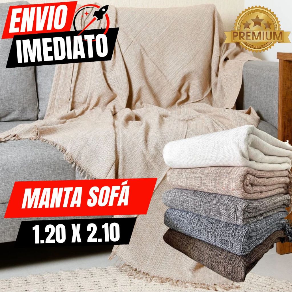 Manta para Sofá Luxo 100% Algodão Artesanal Decorativa Elegante Premium Conforto Capa Protetora