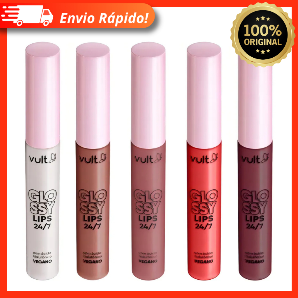 Gloss Labial Vult Glossy Lips 24/7 5,2ml – Hidratação 24h e Ácido Hialurônico