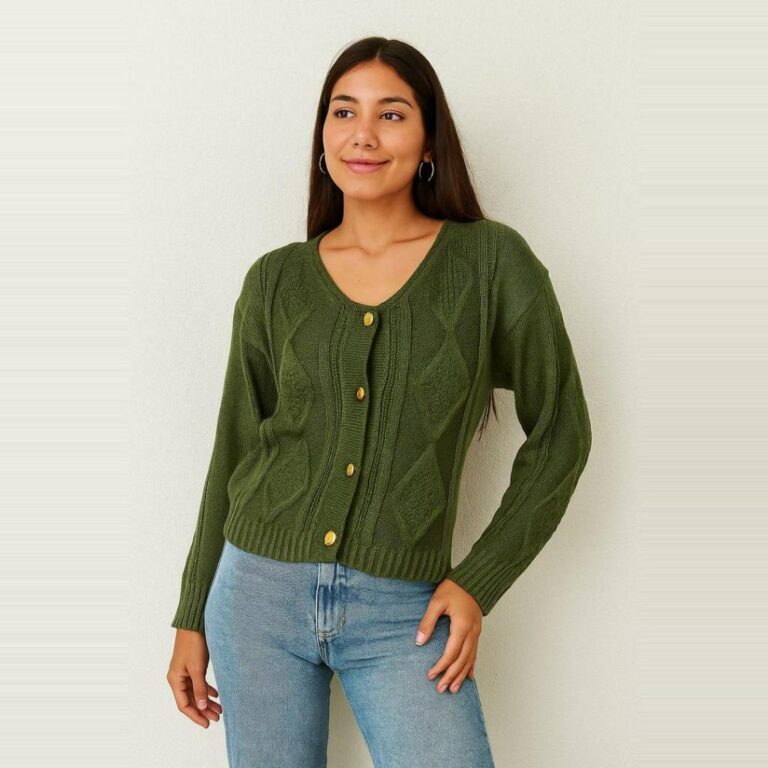 Casaco de Tricot com Trança Feminino  Quentinho, 