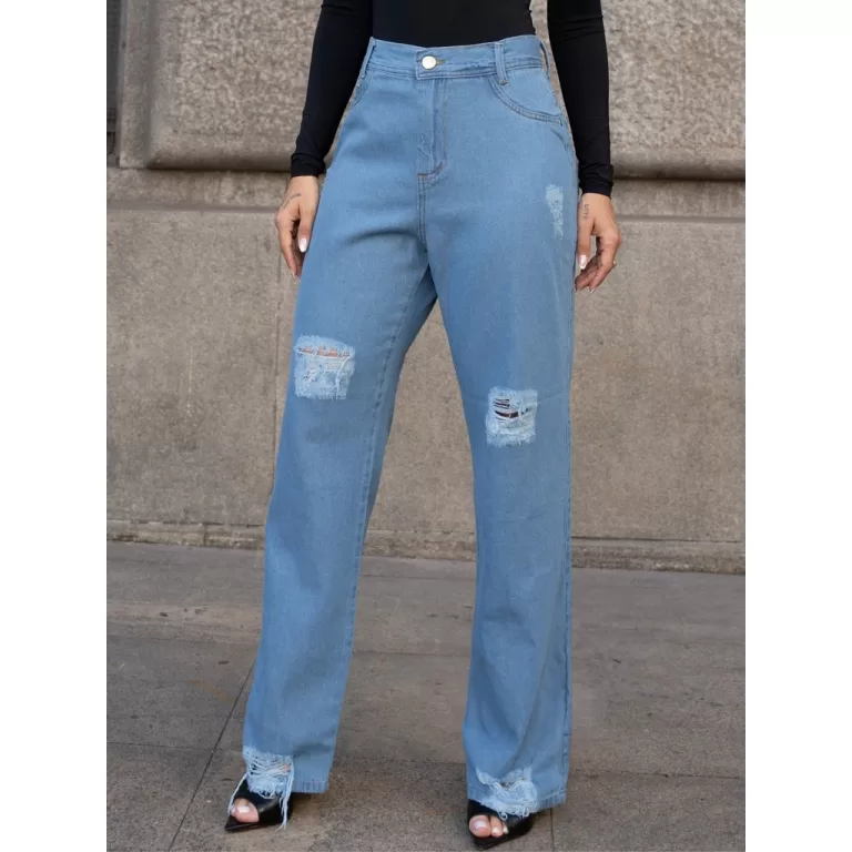 Calça Mom Jeans Feminina Cintura Alta Bolso Trase