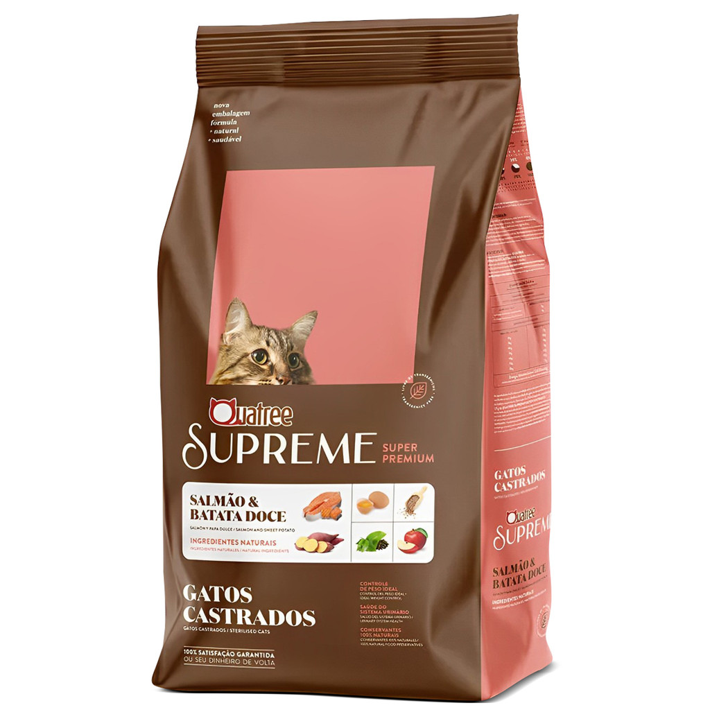 Ração Quatree Supreme Salmão 10kg Gatos Adultos Castrados