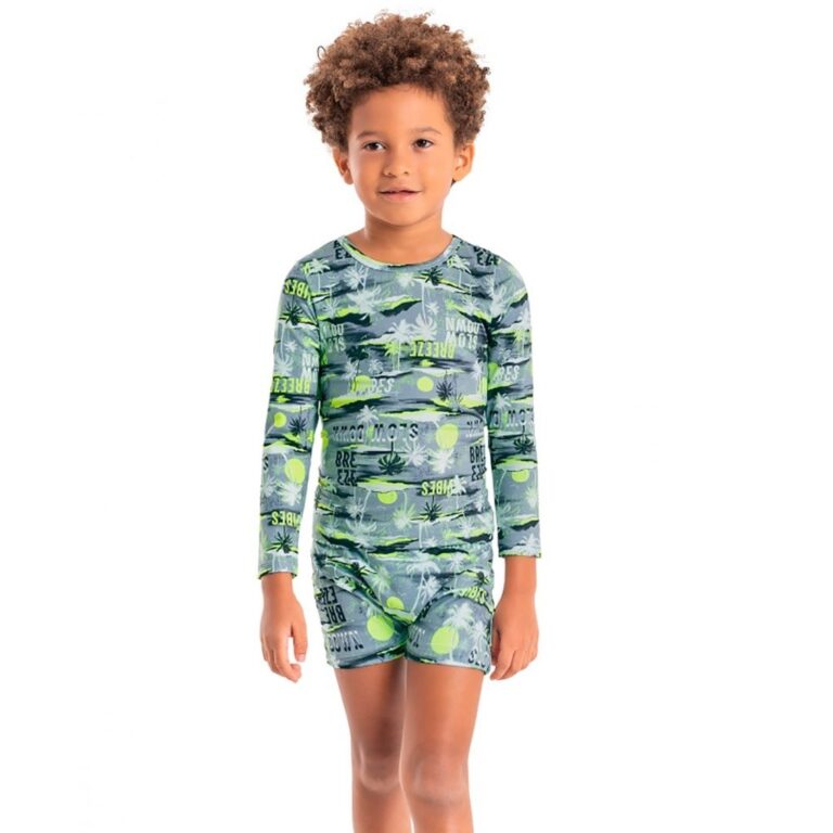 Camiseta Manga Longa Infantil Masculina com Prote