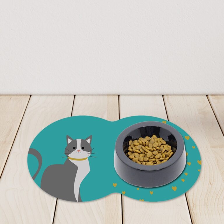 Tapete Pet Oval Comedouro Gato fundo Verde Antider