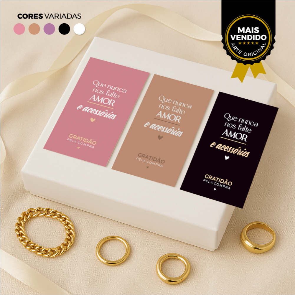 Cartão de Cuidados para Semi joias Acessórios Bijuterias 5x9cm 25 200 UNIDADES