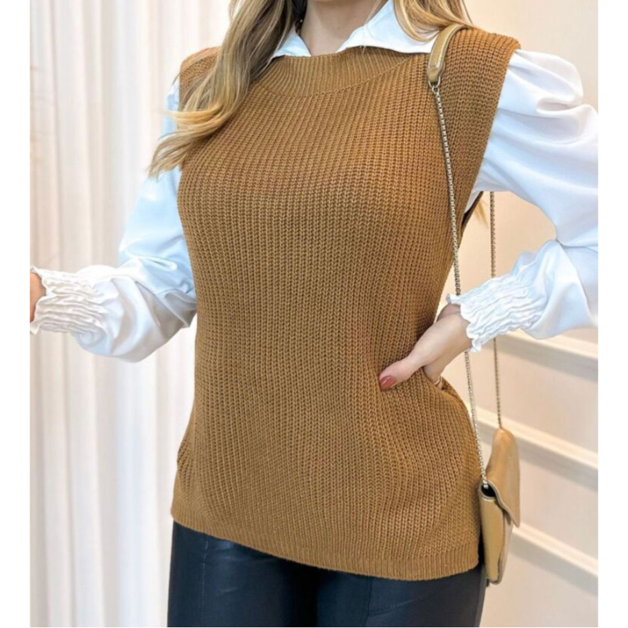 Colete Feminino Tricot Fang Tricô Pullover