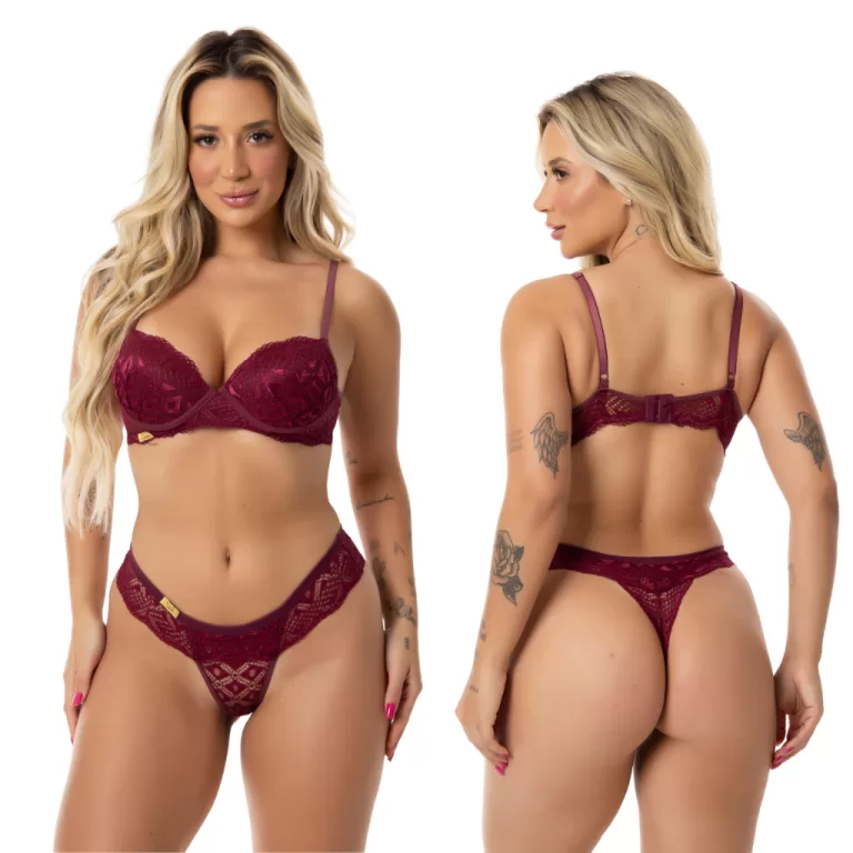 kit 2 Conjunto Feminino Calcinha e Sutiã Em Renda