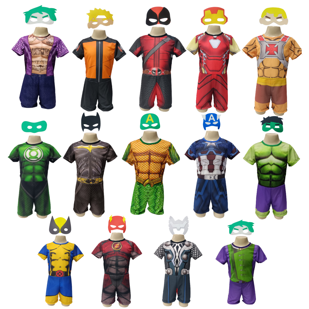 Fantasia infantil menino com Mascara Herois Festa, Halloween, Aniversário | Envio Imediato
