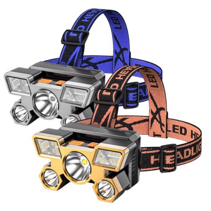 Lanterna Holofote De Cabeça Led 5 Marchas À Prova D Água Recarregável Usb