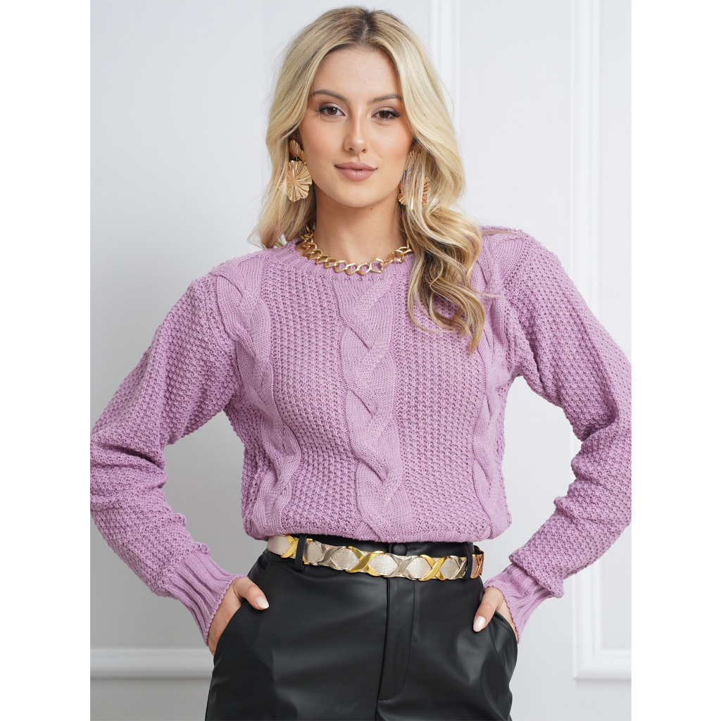 Blusa de Tricot Feminina com Detalhes Trançados