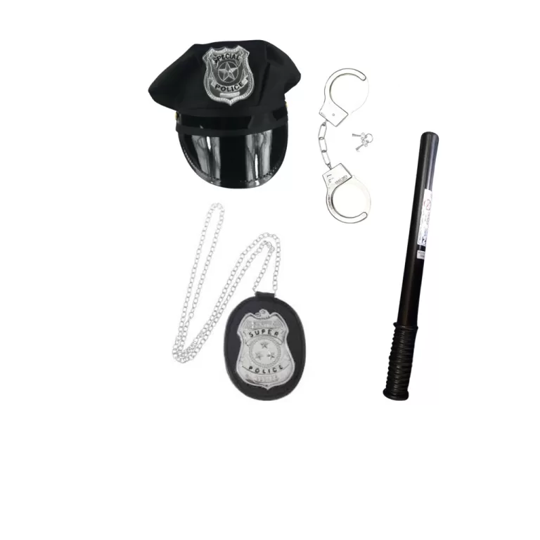 Kit Fantasia Policial c/ Quepe Algema Cassetete e 