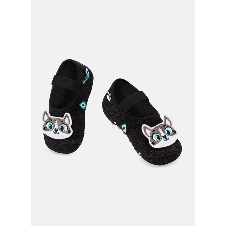 Meia Sapatilha Bebê Menino Antiderrapante Gato &#