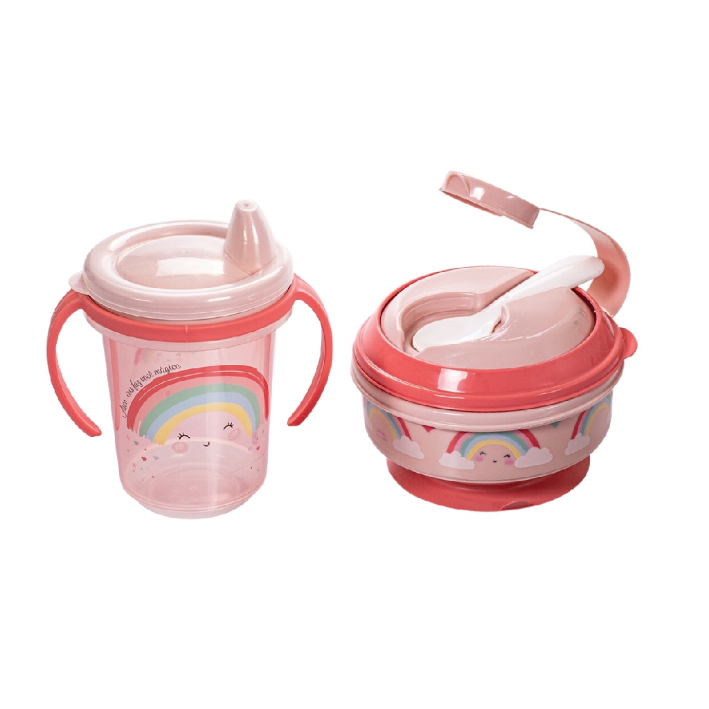Kit Caneca 330 ml e Pote de Papinha com Amassador Alimento Infantil