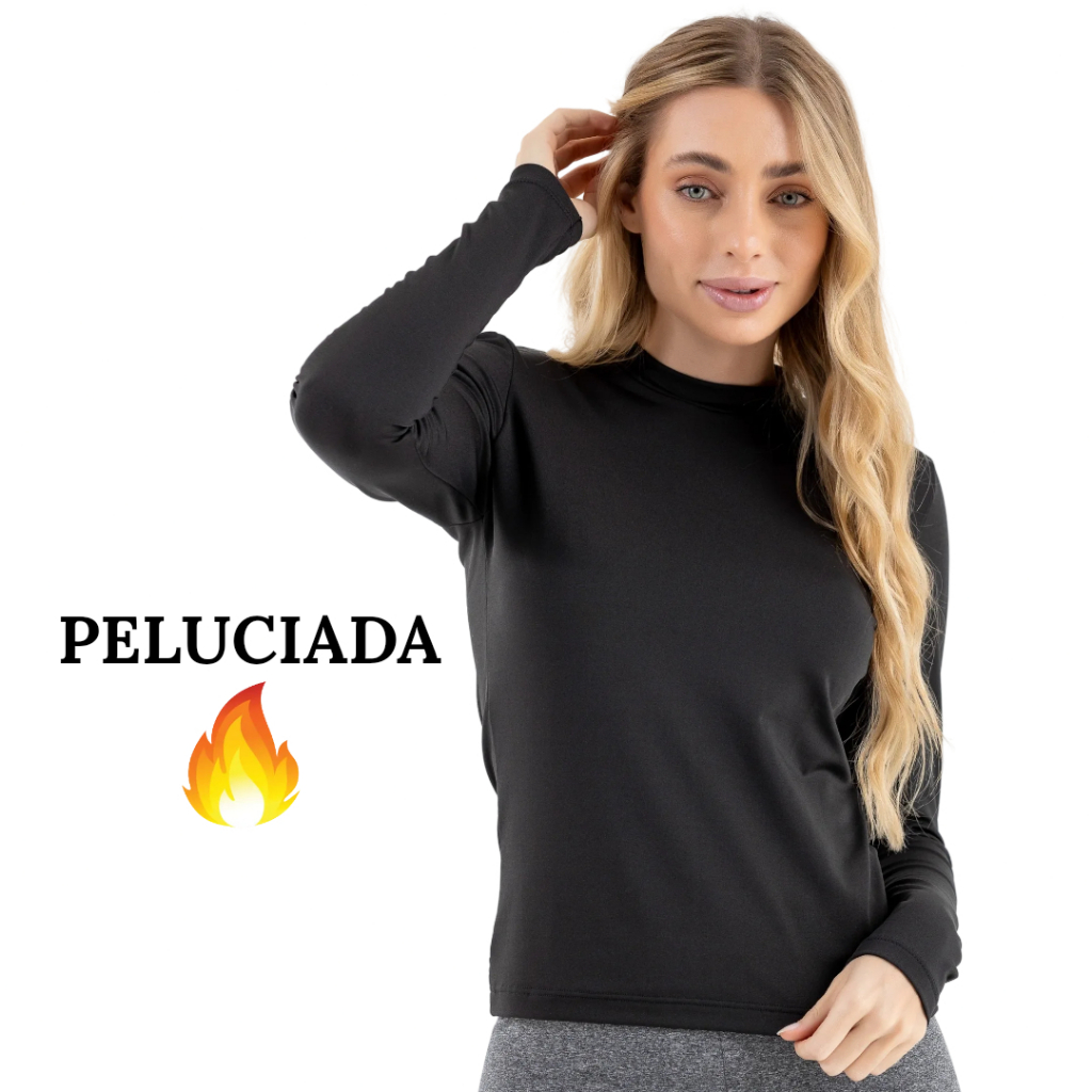Blusa Térmica Peluciada Segunda Pele Quentinha Inverno Frio Suplex com Elastano