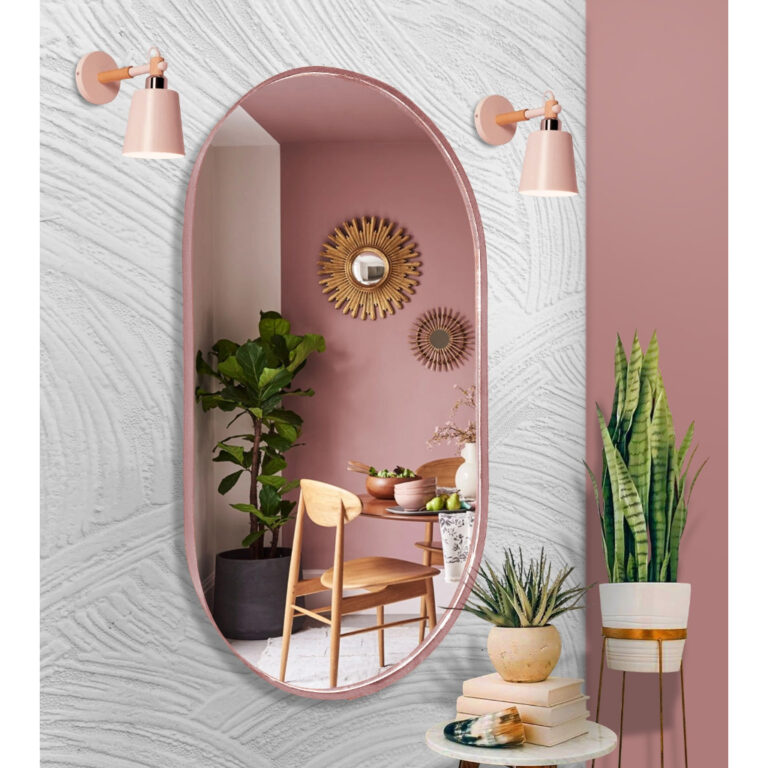 Espelho Oval Corpo Inteiro Com Moldura Couro decor