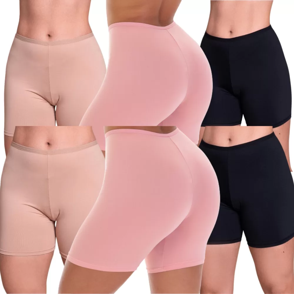 Kit 3 e 6 Bermuda Anágua Feminina Modeladora Segunda Pele Plus Size Para Usar Debaixo De Vestido