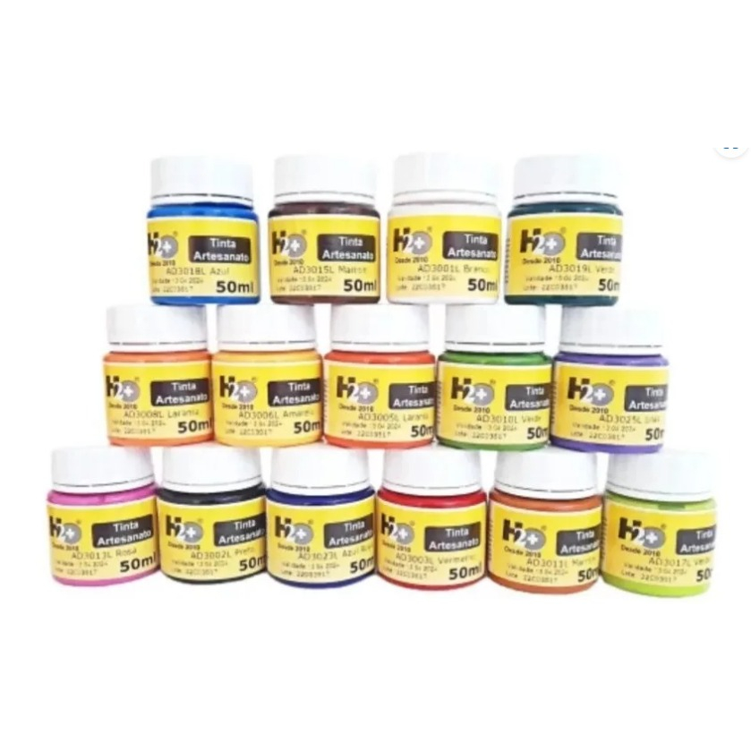Tinta Acrilica Brilhante Para Artesanato Kit 15 Cores 50 Ml