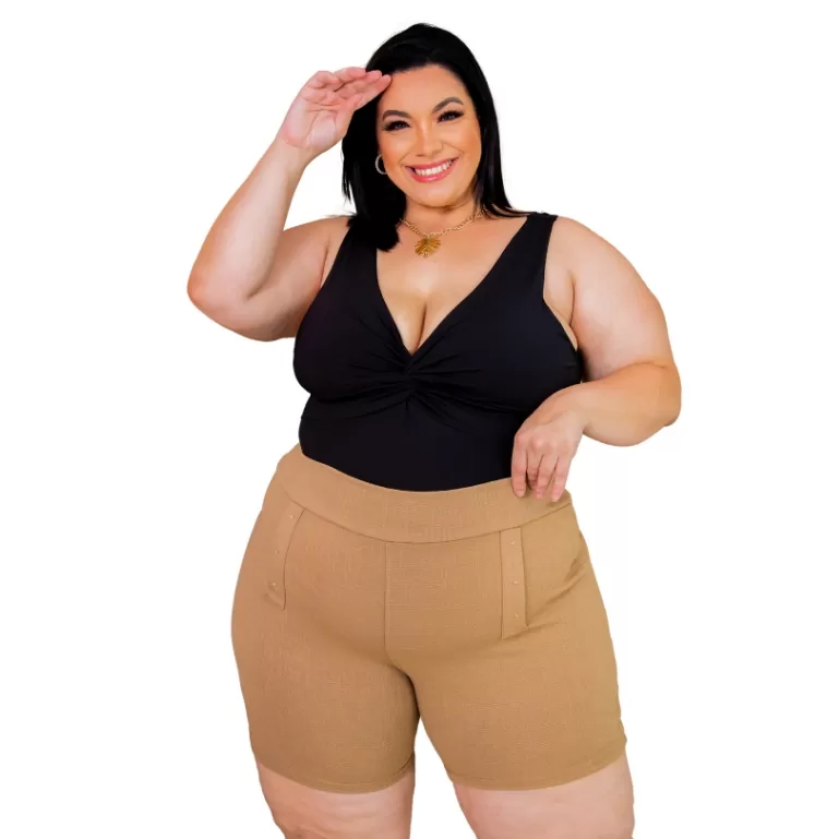Body Feminino Plus size Maio tecido Nozinho Curve 