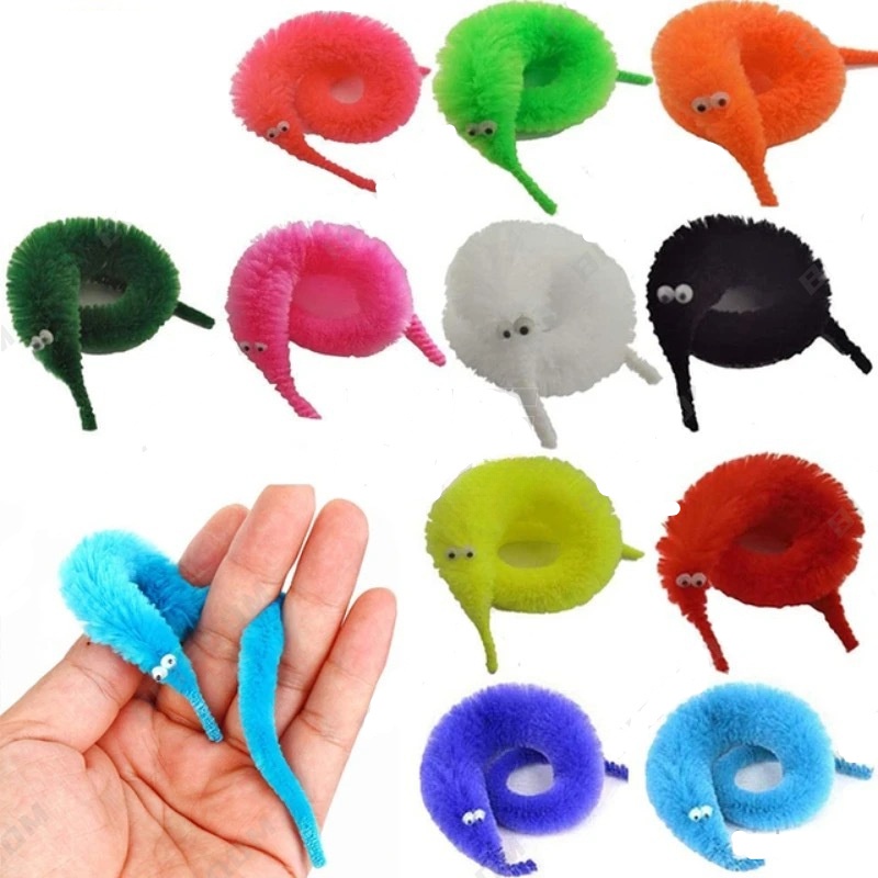 6 PCS/Adereços Mágicos Lagarta de Pelúcia/Brinquedos Mágicos Divertidos