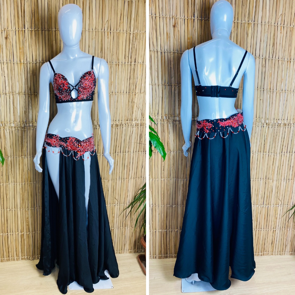 [Liquidação] Dança do Ventre Traje  Bordado Completo – P-40 e M-42 – Pronta Entrega – TPCL-608