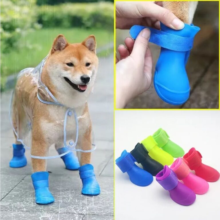 Kit 4 Sapato para Cachorro Gato Pet Bota de Borrac