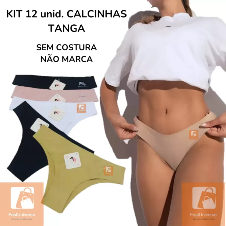 Kit 12 Calcinhas Tanga Corte a Laser Sem Costura c