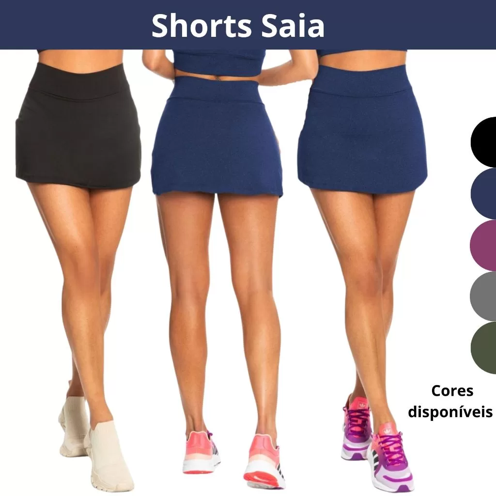 KIT COM 3 SHORTS SAIA BÁSICO FAMININO PARA ACADEMIA 90522-K3-C5