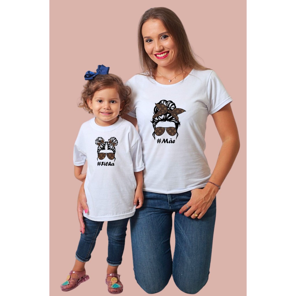 Kit Tal Mãe Tal Filho Filha # com 2 Camisetas Combinando Iguais.