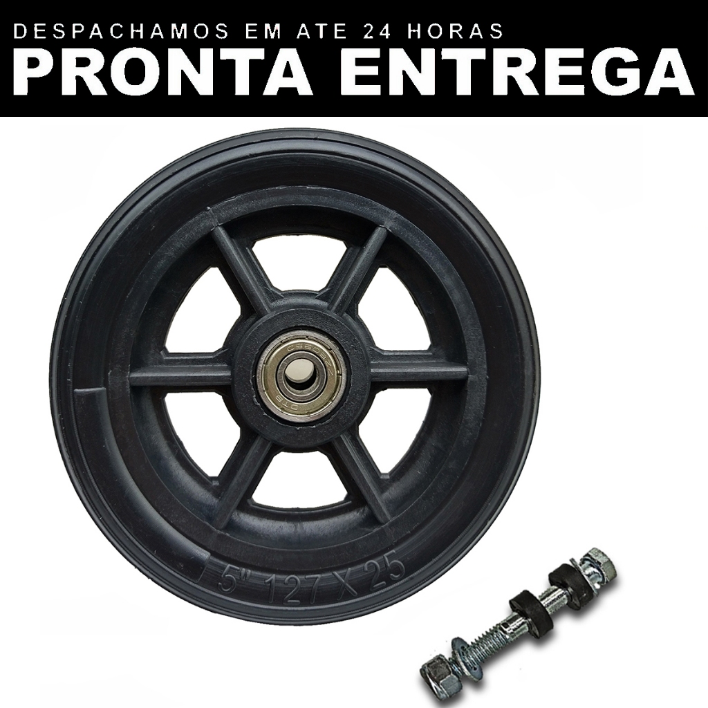 Roda Dianteira Aro 5 Maciça Preta Para Cadeira De Rodas ( UN ) Pronta Entrega