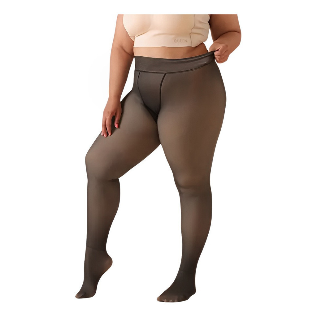 Meia Calça Térmica Plus Size Peluciada Translucida  de Lã Super Elástica Slim Peça Quente De Inverno