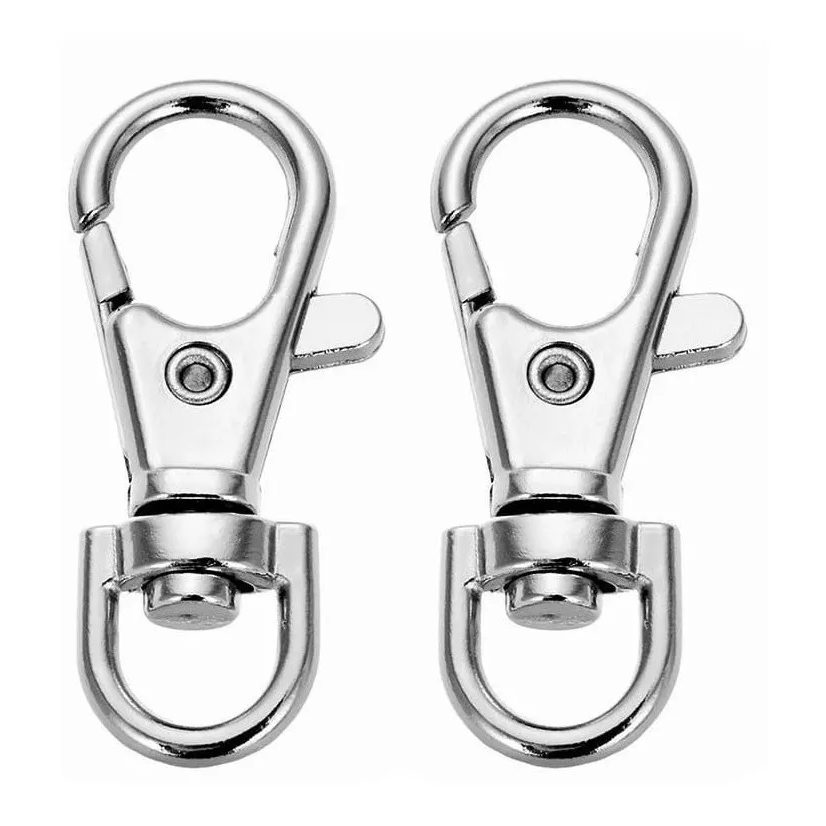 Mosquetão Fecho Dourado/Prata 35 mm 50 Peças – Gancho Lagosta