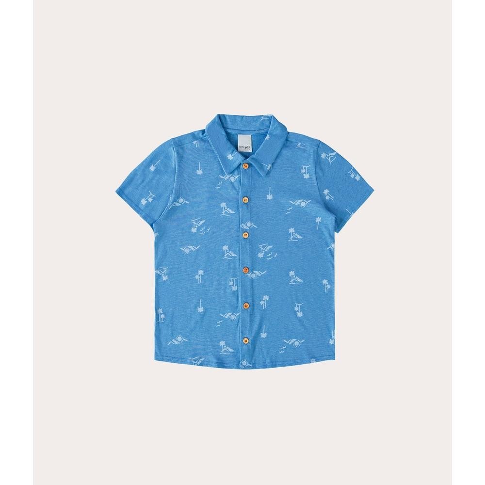 Camisa Infantil Menino Manga Curta Micro Estampas Em Algodão Malwee Kids