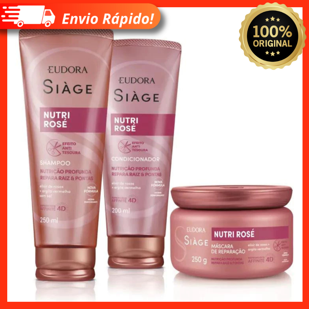 Combo Siàge Nutri Rosé: Shampoo + Condicionador + Mascara – Eudora