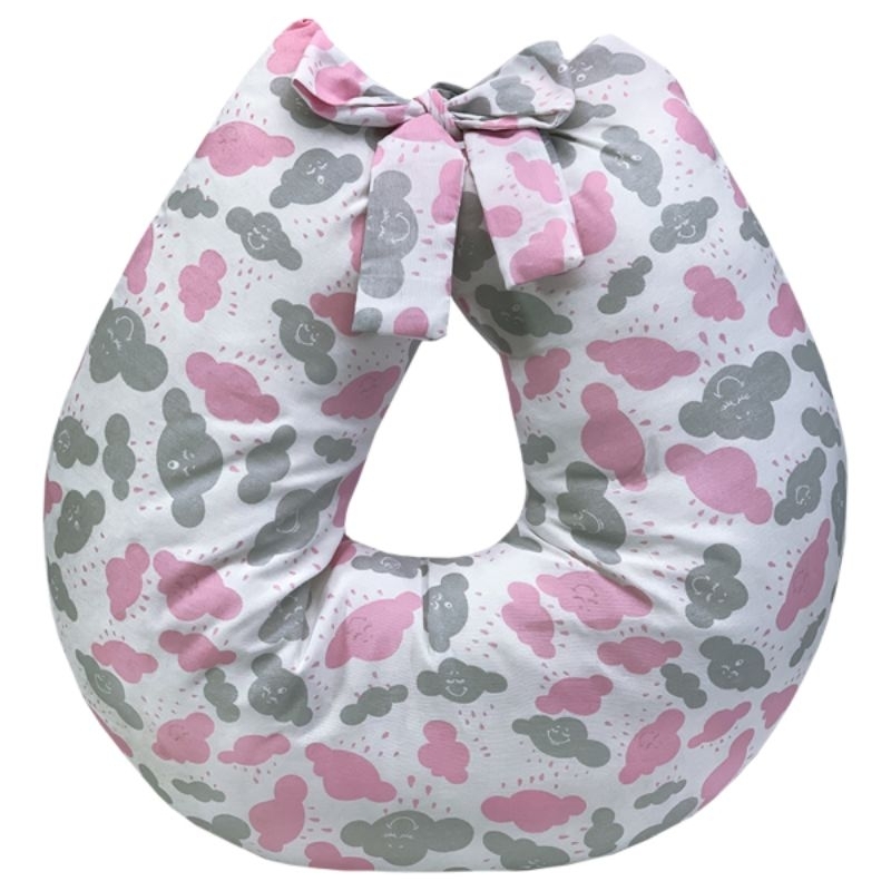 Almofada De Amamentação Bebê Com Laço Super Macia 100% Algodão Menina