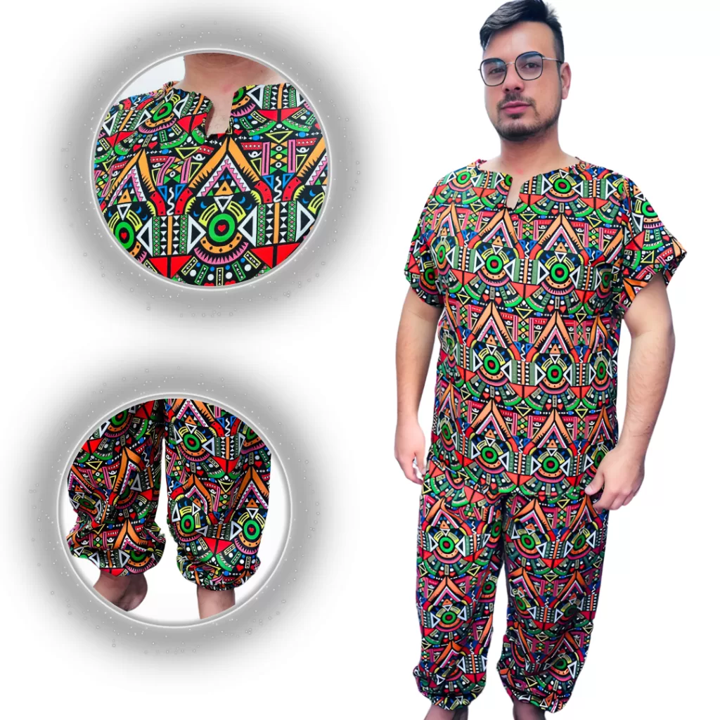 Conjunto Roupa Umbanda Candomblé Ankara Estampado Africano Colorido Masculino Premium Entrega Rapida