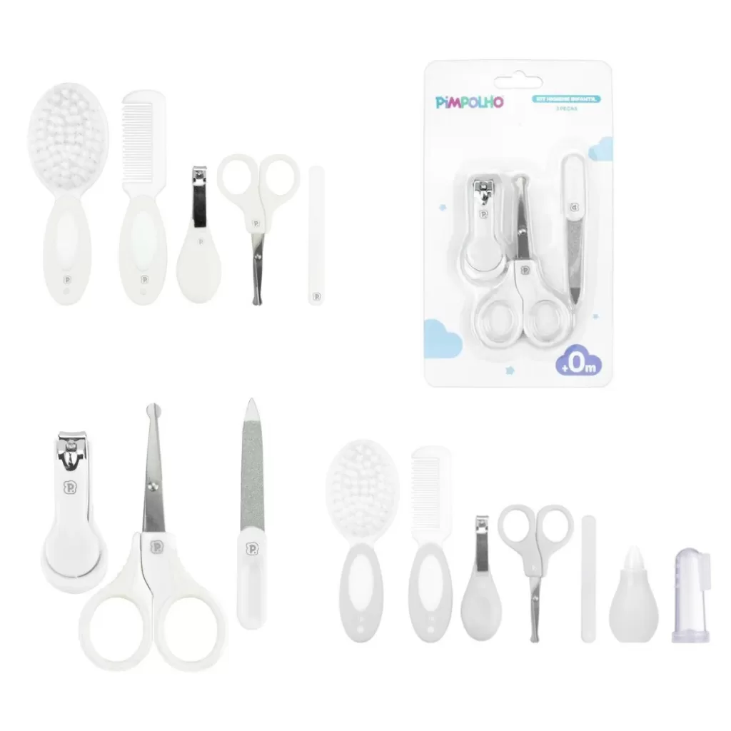 Kit Higiene bebe Pimpolho Completo Neutro Branco Chá Revelação