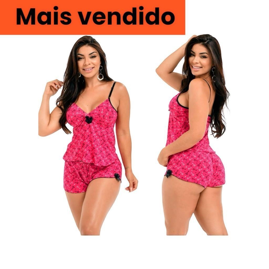 Kit 3 Pijama Baby Doll Feminino Conjunto Roupa de Dormir Short Doll
