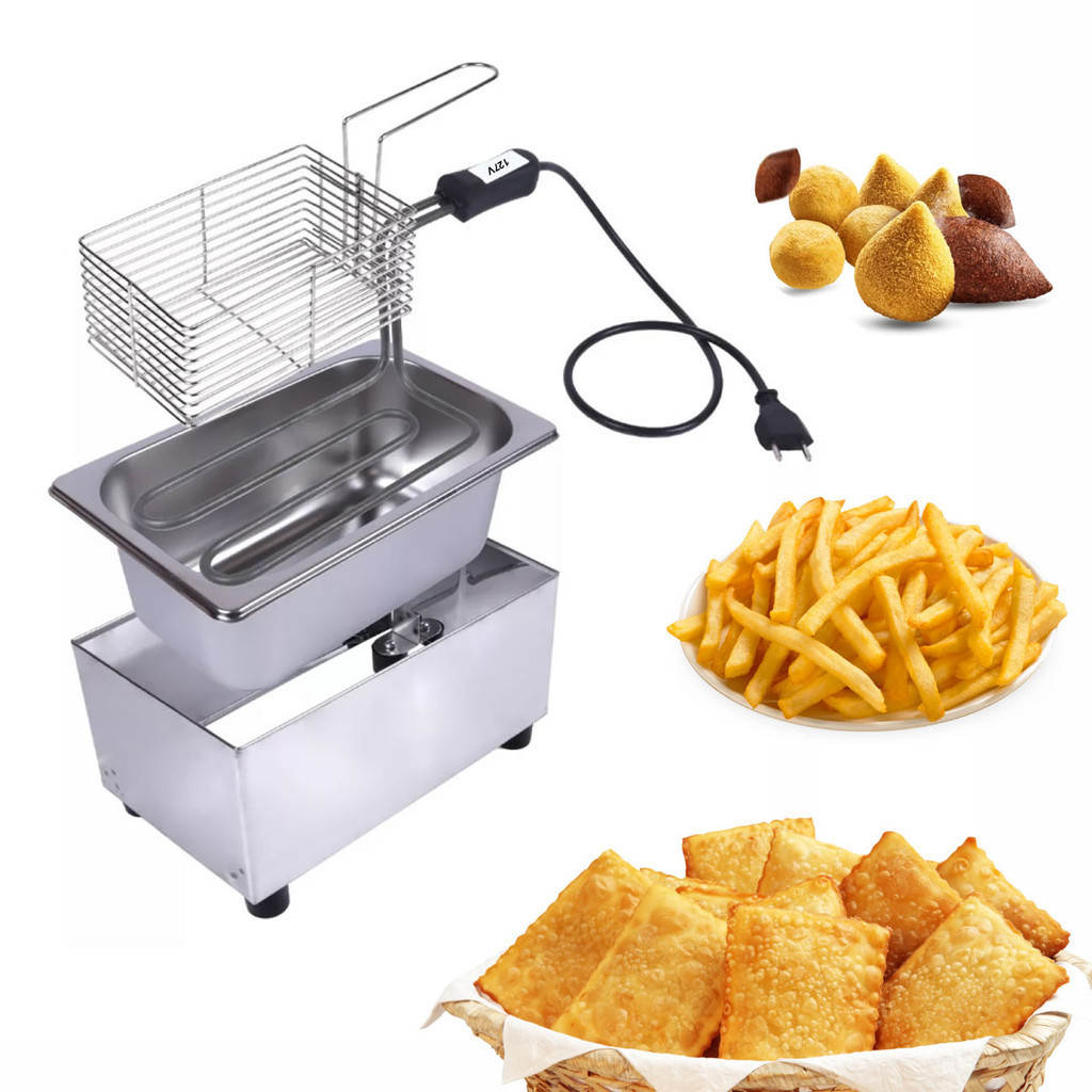 Fritadeira Elétrica à Óleo 1 Litro Inox Salgados Pastéis Pequenas Porções