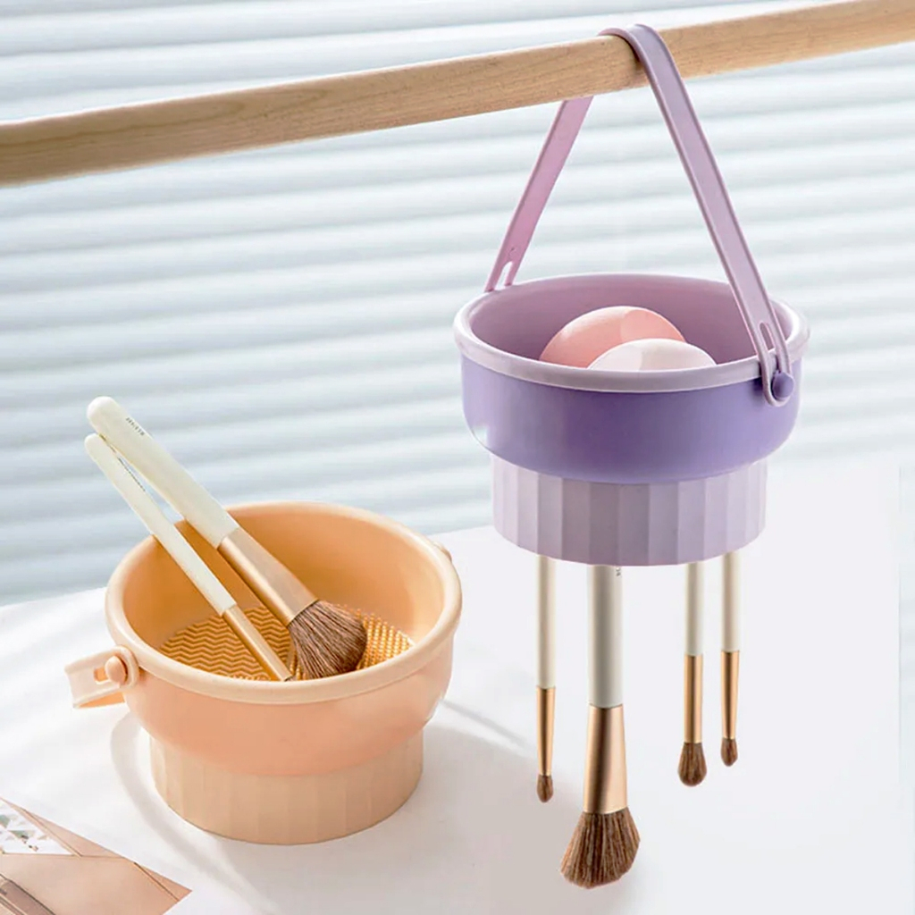 Tigela limpadora de pinceis maquiagem porta pincel silicone multifuncional