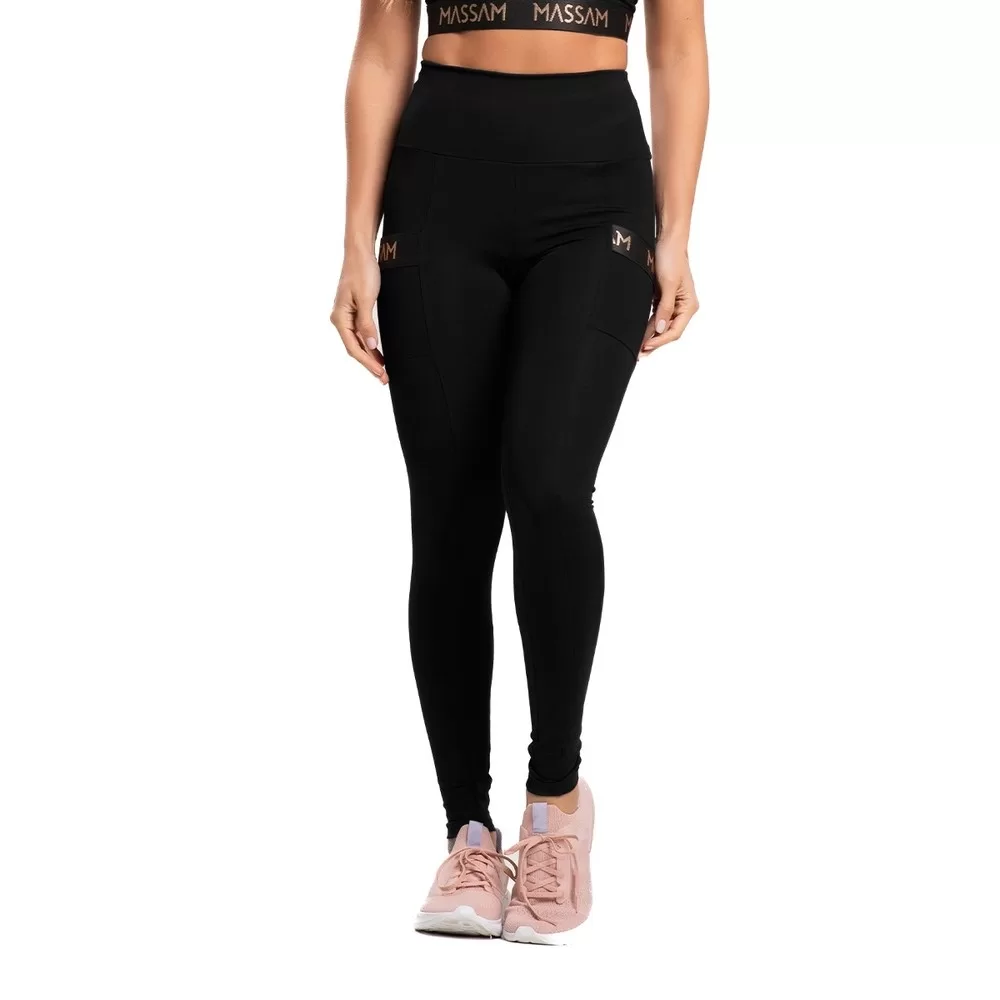 Legging Feminina Poliamida Practice Preta Massam Fitness